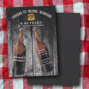 Invitation Boissons Cheers Burgers 40e anniversaire de la biè