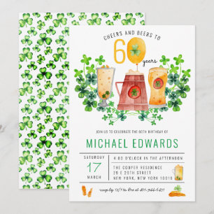 Invitation Boissons de fête d'anniversaire de la Saint-Patric