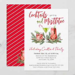 Invitation Boissons de fête rouges et vertes pour cocktail de