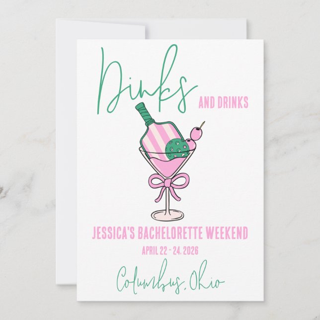 Invitation Boissons et boissons, Pickleball Bachelorette Part (Devant)