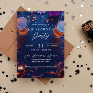 Invitation Boissons et Confetti Blue Nouvel An fête de la Rév