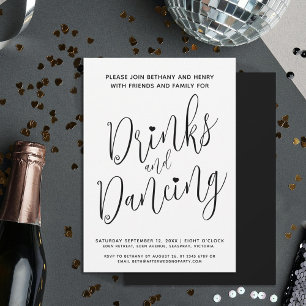 Invitation Boissons et danse post mariage simple mono script