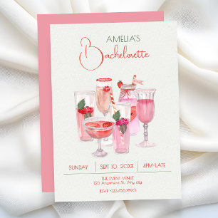 Invitation Boissons fraîches roses enterrement de vie de jeun