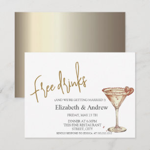 Invitation Boissons gratuites, Coeur en verre de Champagne ch