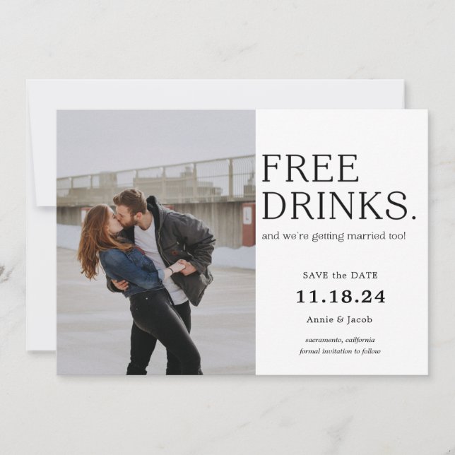 Invitation Boissons gratuites Enregistrer la date (Devant)