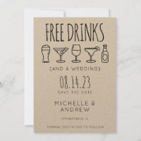 Boissons gratuites et mariage Enregistrer la date
