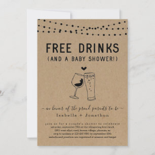 Invitation Boissons gratuites et un Baby shower Couples Homme