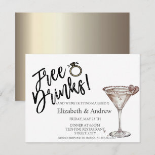 Invitation Boissons gratuites, Mariage de coeur en verre Mart