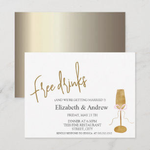 Invitation Boissons gratuites, Verre Chic Champagne