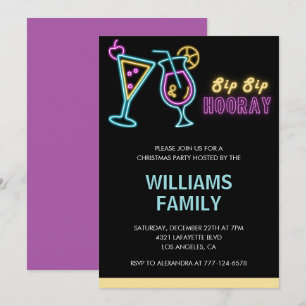 Invitation Boissons néon Cocktail de fête de Noël