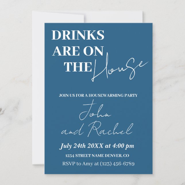 Invitation Boissons sont sur la maison ménage fête de chauffa (Devant)