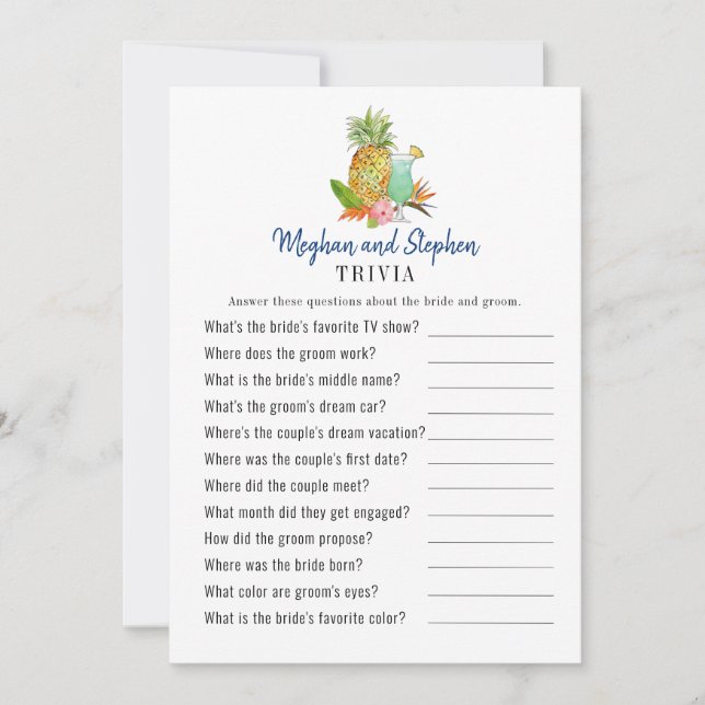 Invitation Boissons tropicales Couple's Shower Trivia jeux (Devant)