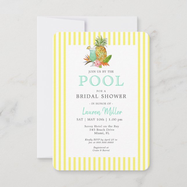 Invitation Boissons tropicales Piscine Party Bridal (Devant)