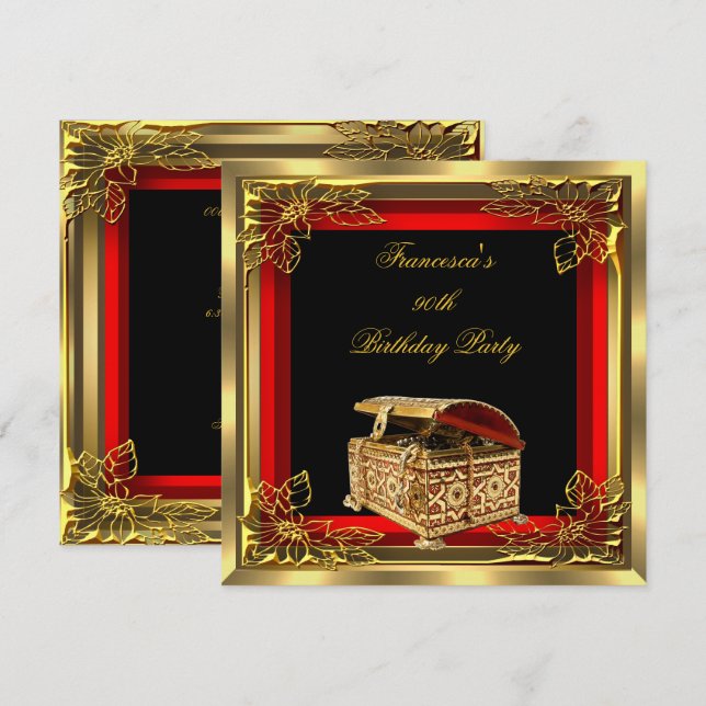 Invitation Boîte à bijoux en or rouge Élégantes femmes fête d (Devant / Derrière)