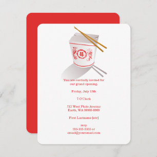 Invitation Boite à emporter du restaurant chinois