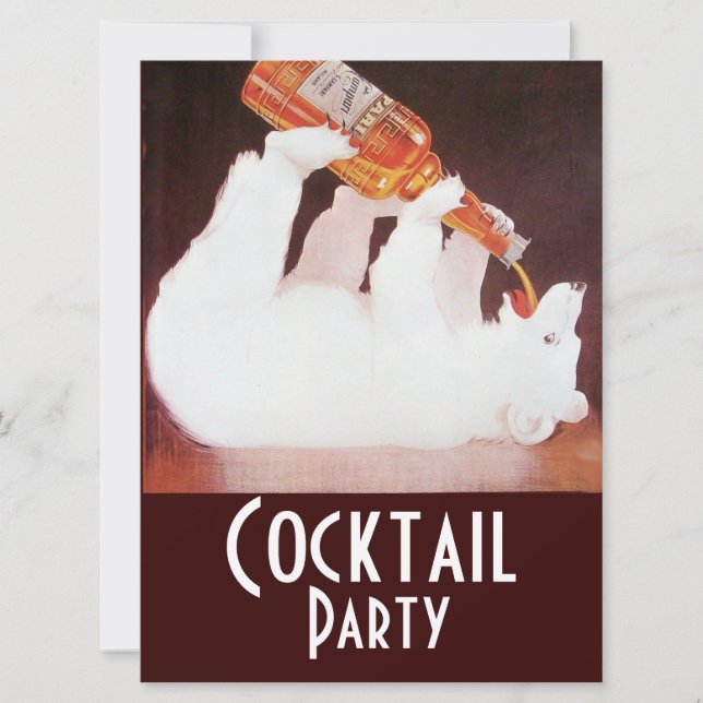 Invitation BOÎTE DE COCKTAIL OURS POLAIRE, blanc marron rouge (Devant)
