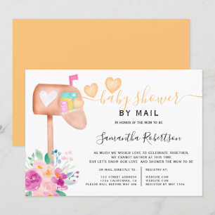 Invitation Boîte postale baby shower d'aquarelle florale par 