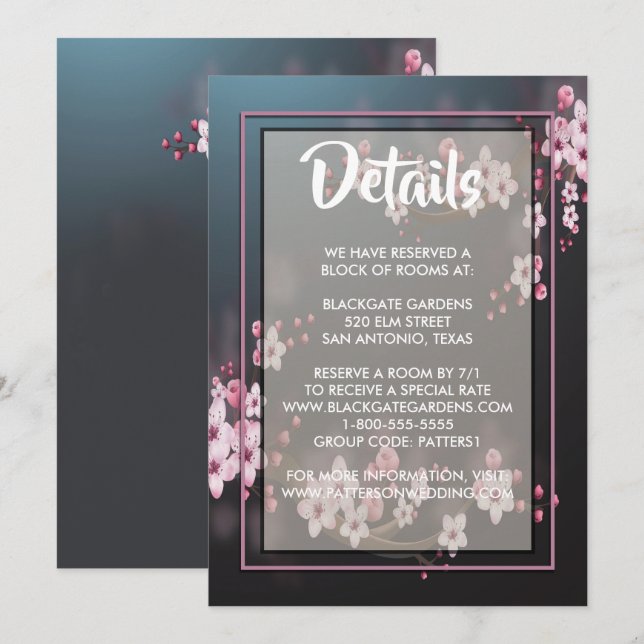 Invitation Boîtier floral géométrique en fleurs de cerisier (Devant / Derrière)