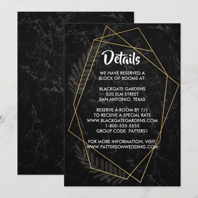 Invitation Boîtier géométrique en marbre Faux (Devant / Derrière)