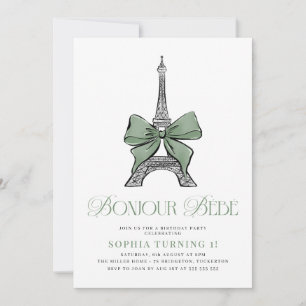 Invitation Bojour Bebe Elégant 1er anniversaire parisien