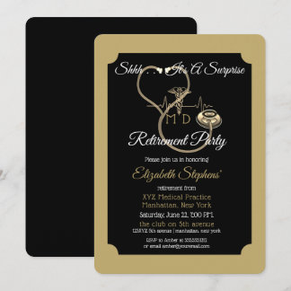 Invitation Bokeh Doctor Stethoscope Surprise Retirement Party