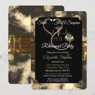 Invitation Bokeh Doctor Stethoscope Surprise Retirement Party