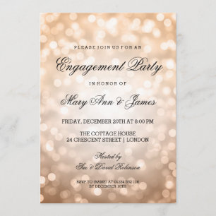 Invitation Bokeh en cuivre éclaire une élégante partie d'enga