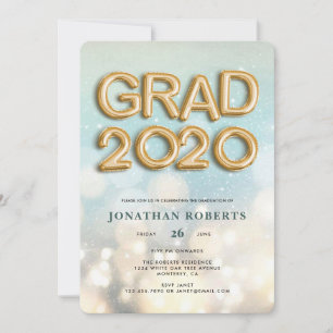 Invitation Bokeh Gold Foil Grad 2020