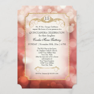 Invitation Bokeh Moderne Rose Étincelante Scintillante Quince