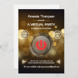 Invitation Bokeh Virtual Birthday Party Photo