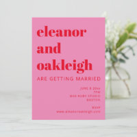 Bold Bright Pink Red Modern Mariage QR Code détail