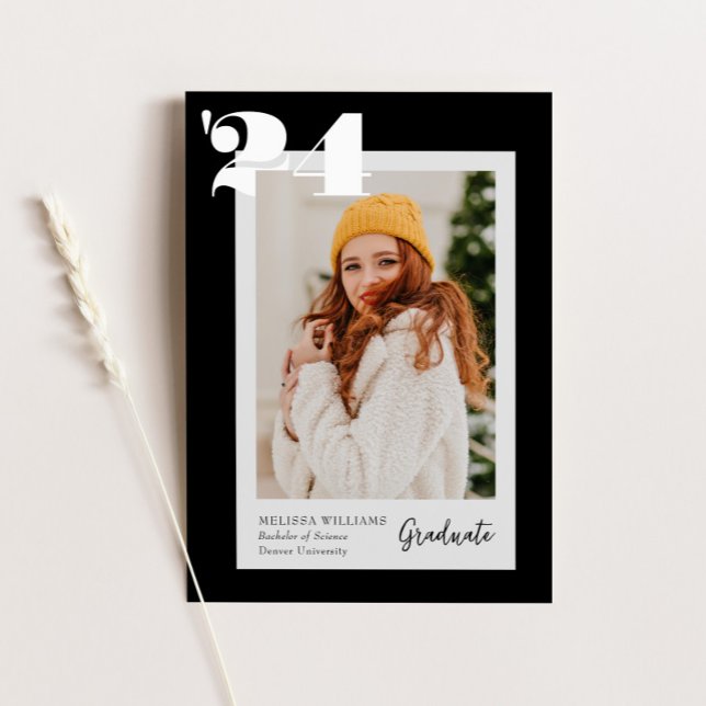 Invitation Bold Classe moderne de 2024 4 Photos Graduation (Créateur téléchargé)