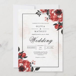 Invitation Bold Crimson Bloom Mariage
