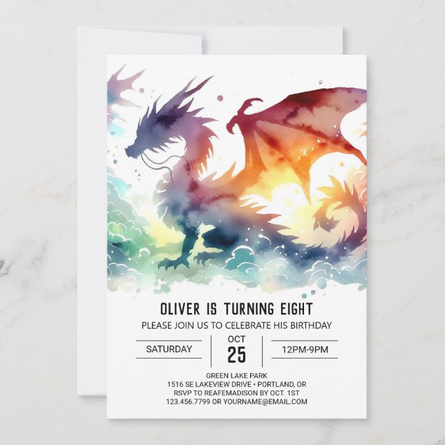 Invitation Bold Dragon Birthday do-it-yourself (Devant)