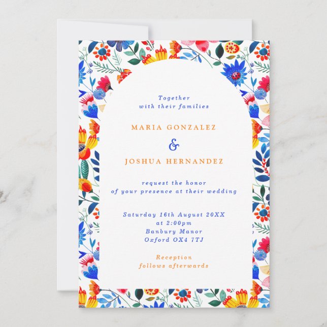 Invitation Bold Floral Folk Fiesta Wedding  (Devant)