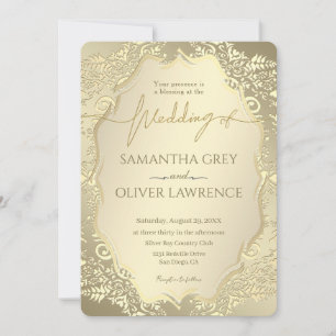 Invitation Bold Gold Mariage damassé