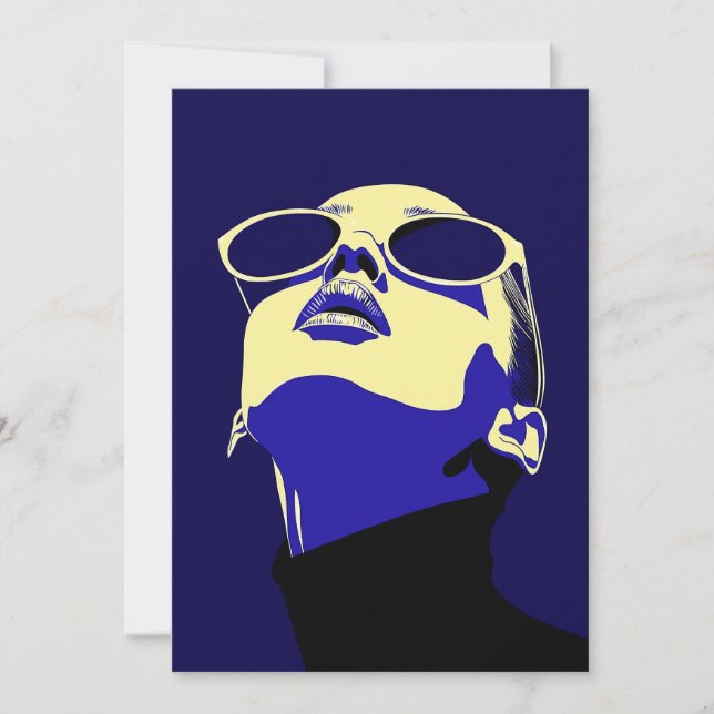 Invitation Bold Pop Art Femme avec lunettes de soleil (Devant)