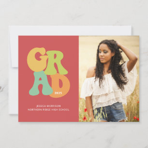Invitation Bold Retro Grad 1970 Typographie Parti de graduati