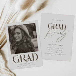 Invitation Bold Retro Typographie Photo Graduation Party