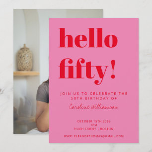Invitation Bold rose rouge moderne 50e anniversaire Photo