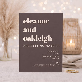 Invitation Bold Typography Warm Brown Modern Wedding