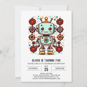Invitation Bolt Boy Builder Robot Anniversaire