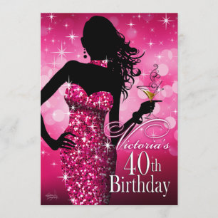 Invitation Bombshell Sparkle 40e anniversaire  fuschia