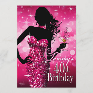 Invitation Bombshell Sparkle 40e anniversaire   fuschia