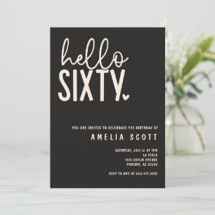 Invitation Bon Anniversaire 60 ans Moderne Minimaliste Noir