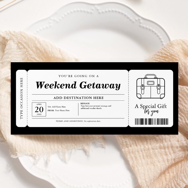 Invitation Bon cadeau de fin de semaine Getaway Surprise (Créateur téléchargé)