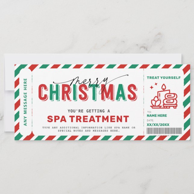 Invitation Bon cadeau Spa de Noël Massage (Devant)