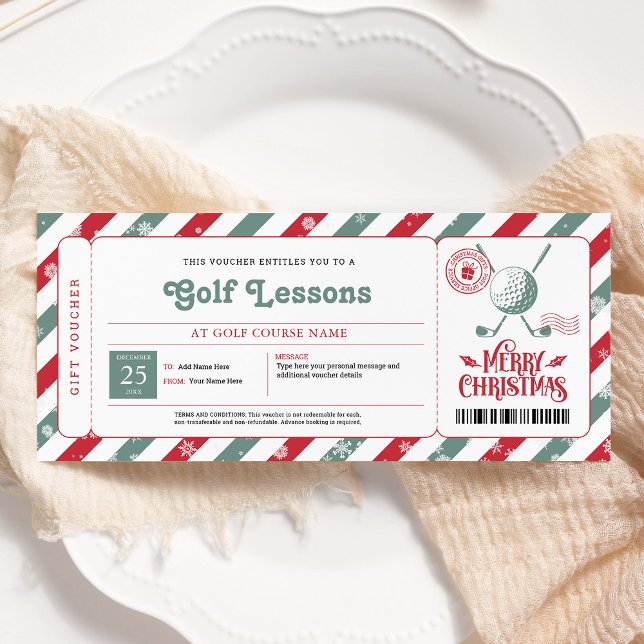 Invitation Bon de Cadeau de Leçon de Golf pour Noël (Créateur téléchargé)