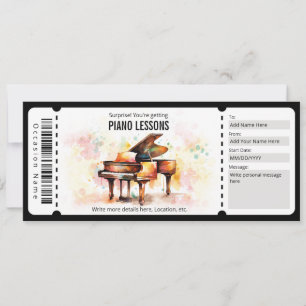 Invitation Bon de cadeau de leçons de piano surprise