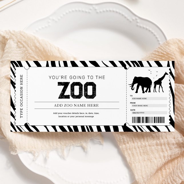 Invitation Bon de cadeau de voyage au zoo (Créateur téléchargé)